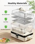 AIRMSEN Glass Food Steamer for Cooking - 8.5QT Vegetable Steamer with 2-Tier Stainless Steel Trays, 1200W Super Fast Heating for Veggies, Seafood & Rice, BPA-Free
