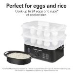Hamilton Beach Electric Food Steamer, Rice Cooker & Egg Boiler for Quick, Fast Healthy Cooking with Stackable Three-Tier Bowls for Vegetables and Seafood, 9.5 Quarts, Auto Shutoff, Black (37430)