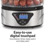 Hamilton Beach Digital Electric Food Steamer & Rice Cooker for Quick, Healthy Cooking for Vegetables and Seafood, Stackable Two-Tier Bowls, 5.5 Quart, Black & Stainless Steel