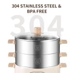 Joydeem Electric Food Steamer for Cooking, 2-Tier Stainless Steel Vegetable & Food Steamers, 15L/15.9 qt Large Capacity, JD-DZG15B