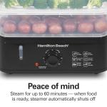 Hamilton Beach Electric Food Steamer, Rice Cooker & Egg Boiler for Quick, Fast Healthy Cooking with Stackable Three-Tier Bowls for Vegetables and Seafood, 9.5 Quarts, Auto Shutoff, Black (37430)
