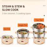 Joydeem Electric Food Steamer for Cooking, 2-Tier Stainless Steel Vegetable & Food Steamers, 15L/15.9 qt Large Capacity, JD-DZG15B