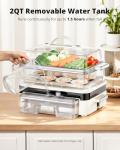 AIRMSEN Glass Food Steamer for Cooking - 8.5QT Vegetable Steamer with 2-Tier Stainless Steel Trays, 1200W Super Fast Heating for Veggies, Seafood & Rice, BPA-Free