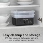 Hamilton Beach Electric Food Steamer, Rice Cooker & Egg Boiler for Quick, Fast Healthy Cooking with Stackable Three-Tier Bowls for Vegetables and Seafood, 9.5 Quarts, Auto Shutoff, Black (37430)