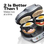 Hamilton Beach Digital Electric Food Steamer & Rice Cooker for Quick, Healthy Cooking for Vegetables and Seafood & Dual Breakfast Sandwich Maker with Timer, Silver (25490A)