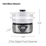 Hamilton Beach Digital Electric Food Steamer & Rice Cooker for Quick, Healthy Cooking for Vegetables and Seafood, Stackable Two-Tier Bowls, 5.5 Quart, Black & Stainless Steel