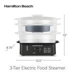 Hamilton Beach Electric Food Steamer, Rice Cooker & Egg Boiler for Quick, Fast Healthy Cooking with Stackable Three-Tier Bowls for Vegetables and Seafood, 9.5 Quarts, Auto Shutoff, Black (37430)