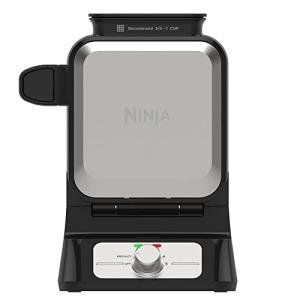 Ninja Belgian Waffle Maker Pro | Vertical Design | 5 Shade Settings with Precision-Pour Cup & Chef-curated Recipe Guide | Black & Silver | BW1001