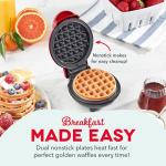 Dash Mini Waffle Maker- Compact Electric Iron for Creative Homemade Treats - Nonstick Surface - Easy-to-Clean - Perfect for Kids & Families - Red