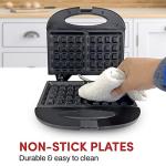 Elite Gourmet Maxi-Matic Electric Nonstick Belgian Waffle Iron Snack Maker Machine, Breakfast, Sandwiches, Compact & Portable, 2 Slice, Black