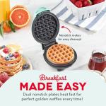 Dash Mini Waffle Maker- Compact Electric Iron for Creative Homemade Treats - Nonstick Surface - Easy-to-Clean - Perfect for Kids & Families - Aqua
