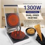 Amber Bake Commercial Waffle Cone Maker Digital Time & Temp Control, Heavy-Duty, Even Heat Cast-Aluminum Plates, for cafés