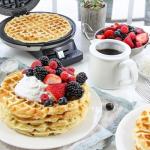 Cuisinart Waffle Maker, 1250W Round Classic Waffle Iron, 5-Setting Adjustable Browning Control, WMR-CANAS, Brushed Stainless