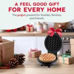 Dash Mini Waffle Maker- Compact Electric Iron for Creative Homemade Treats - Nonstick Surface - Easy-to-Clean - Perfect for Kids & Families - Red