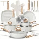 25-Piece Nonstick Ceramic Cookware Set in Cream