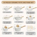 25-Piece Nonstick Ceramic Cookware Set in Cream