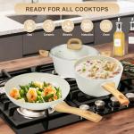 25-Piece Nonstick Ceramic Cookware Set in Cream