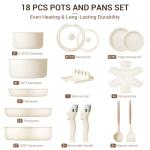 Ammeloo Nonstick Ceramic Cookware Set, 18 Pcs