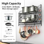 28 Inch Wall-Mounted Pot Rack with Hooks