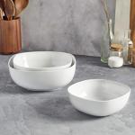 Denmark White Porcelain 3-Piece Serving Bowl Set