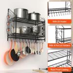 28 Inch Wall-Mounted Pot Rack with Hooks