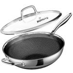13-Inch Nonstick Stainless Steel Wok Pan with Lid