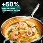 13-Inch Nonstick Stainless Steel Wok Pan with Lid