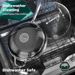 13-Inch Nonstick Stainless Steel Wok Pan with Lid