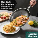 13-Inch Nonstick Stainless Steel Wok Pan with Lid