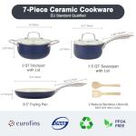 M MELENTA 7-Piece Nonstick Ceramic Cookware Set