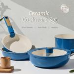 15-Piece Nonstick Ceramic Cookware Set in Blue & Gold