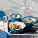 15-Piece Nonstick Ceramic Cookware Set in Blue & Gold