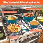 Nonstick Enameled Cast Iron Cookware Set, 7 Pcs