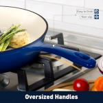 DishDelight 7 Pcs Enameled Cast Iron Pots and Pans Set, Induction Enamel Coated Cookware, Blue Dutch Oven Set with Lids, Oven Safe up to 500° F or on All Stovetop, PFOA&PFAS Free