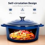 DishDelight 7 Pcs Enameled Cast Iron Pots and Pans Set, Induction Enamel Coated Cookware, Blue Dutch Oven Set with Lids, Oven Safe up to 500° F or on All Stovetop, PFOA&PFAS Free