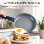 Ammeloo 18-Piece Ceramic Pots and Pans Set Non Stick, Non Toxic Cookware Set with Removable Handles, Pot Sets for Cooking, Induction Ready, Dishwasher & Oven Safe, PFAS PFOA & PTFE Free (Navy Blue)