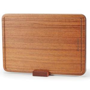 Relxinke Solid Teak Wood Cutting Board One Piece Non Glued Large Thick Crack Resistant Wooden Chopping Board with DeepJuice Grooves Built in Handles for Kitchen Meat Vegetable 16.9x11.8 IN