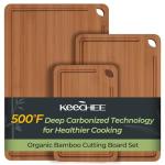 Keechee Bamboo Cutting Board, Durable Wood Cutting Boards for Kitchen with Deep Juice Grooves & Built-in Handles, Ideal Charcuterie & Chopping for Meat, Vegetables and Fruits Ideal Kitchen Gifts