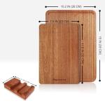 Sapevora Solid Teak Wood Cutting Board Set One Piece Non Glued Large Thick Crack Resistant Wooden Chopping Board with DeepJuice Grooves Built in Handles for Kitchen Meat Vegetable 15x10.2&11.8X7.9 IN