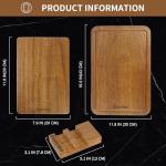 Sapviao Teak Wood Cutting Board Set Solid Unibody Design One Piece Durable Knife Friendly Wooden Chopping Board with DeepJuice Grooves Built in Handles for Kitchen Meat 16.9 X 11.8 &11.8 X 7.9 IN