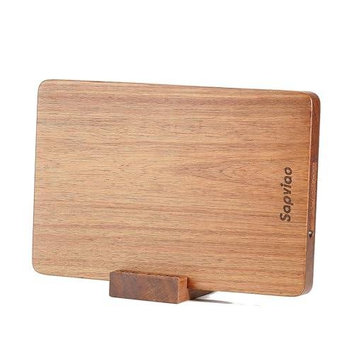Sapviao Teak Wood Cutting Board Solid Unibody Design One Piece Ultra Durable Knife Friendly Wooden Chopping Board with DeepJuice Grooves Built in Handles for Kitchen Vegetables Meat 12 X 8 IN