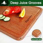 Sapevora Solid Teak Wood Cutting Board Set One Piece Non Glued Large Thick Crack Resistant Wooden Chopping Board with DeepJuice Grooves Built in Handles for Kitchen Meat Vegetable 15x10.2&11.8X7.9 IN
