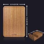 TebuTeak Solid Teak Wood Cutting Board - Single/One Piece Design Wooden Choping Boards Non Glued Knife-Friendly Durable Chopping Block for Kitchen Meat Vegetable Chese 15 x 10.5 IN (Includes Stand)