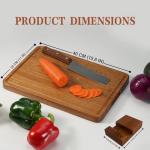 Relxinke Solid Teak Wood Cutting Board One Piece Non Glued Large Thick Crack Resistant Wooden Chopping Board with DeepJuice Grooves Built in Handles for Kitchen Meat Vegetables Chese 15.8 X 11 Inch