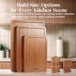 Sapviao Teak Wood Cutting Board Set Solid Unibody Design One Piece Durable Knife Friendly Wooden Chopping Board with DeepJuice Grooves Built in Handles for Kitchen Meat 16.9 X 11.8 &11.8 X 7.9 IN