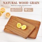 Relxinke Solid Teak Wood Cutting Board One Piece Non Glued Large Thick Crack Resistant Wooden Chopping Board with DeepJuice Grooves Built in Handles for Kitchen Meat Vegetable 16.9x11.8 IN