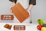 Relxinke Solid Teak Wood Cutting Board One Piece Non Glued Thick Crack Resistant Wooden Chopping Board with DeepJuice Grooves Built in Handles for Kitchen Meat Vegetable 12x8 IN