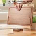 Sapviao Teak Wood Cutting Board Solid Unibody Design One Piece Ultra Durable Knife Friendly Wooden Chopping Board with DeepJuice Grooves Built in Handles for Kitchen Vegetables Meat 13 X 8.7 IN