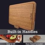 TebuTeak Solid Teak Wood Cutting Board - Single/One Piece Design Wooden Choping Boards Non Glued Knife-Friendly Durable Chopping Block for Kitchen Meat Vegetable Chese 15 x 10.5 IN (Includes Stand)