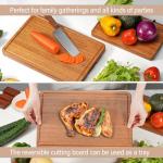 Relxinke Solid Teak Wood Cutting Board One Piece Non Glued Large Thick Crack Resistant Wooden Chopping Board with DeepJuice Grooves Built in Handles for Kitchen Meat Vegetable 16.9x11.8 IN
